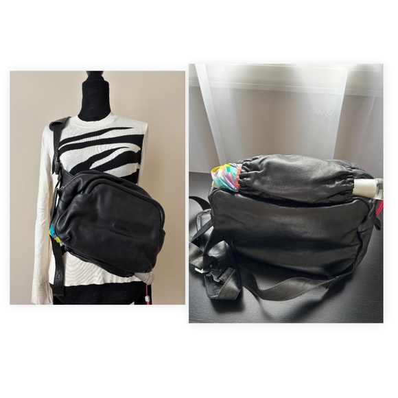 Black Leather Crossbody Messenger Bag of the Italian brand ViC MATIE. - Picture 1 of 10